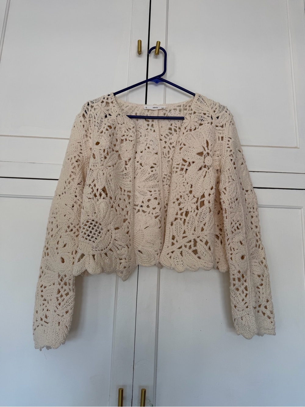 Mango Knitted Jacket with Scalloped Hem | Large